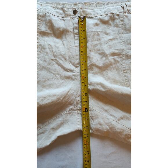 NWT JM Collection Womens 20w Ivory pants 100% Linen Wide Leg Lagenlook Capri - Picture 13 of 16